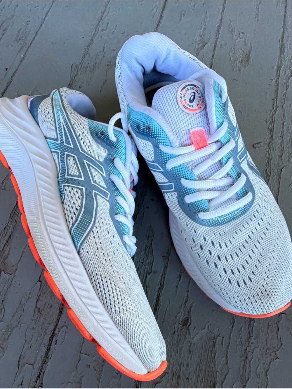 ASICS Running Shoes Women’s Size 7.5 US / 39 EUR White Blue Orange Sneakers